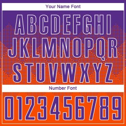 Maillot de football personnalisé orange violet-blanc par sublimation Maillot de football personnalisé orange violet-blanc par sublimation