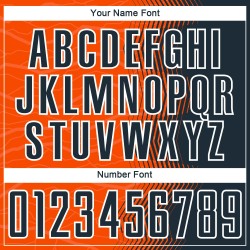 Maillot de football personnalisé à sublimation avec dégradé de flèches orange, bleu marine et blanc